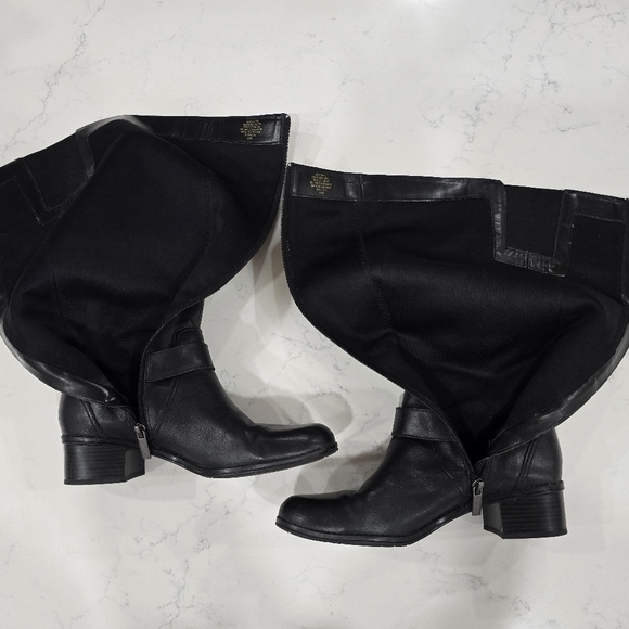 Bandolino Coppa Black Leather Side Zip Knee Harness Riding Boots Women's Size 8M - Picture 8 of 16